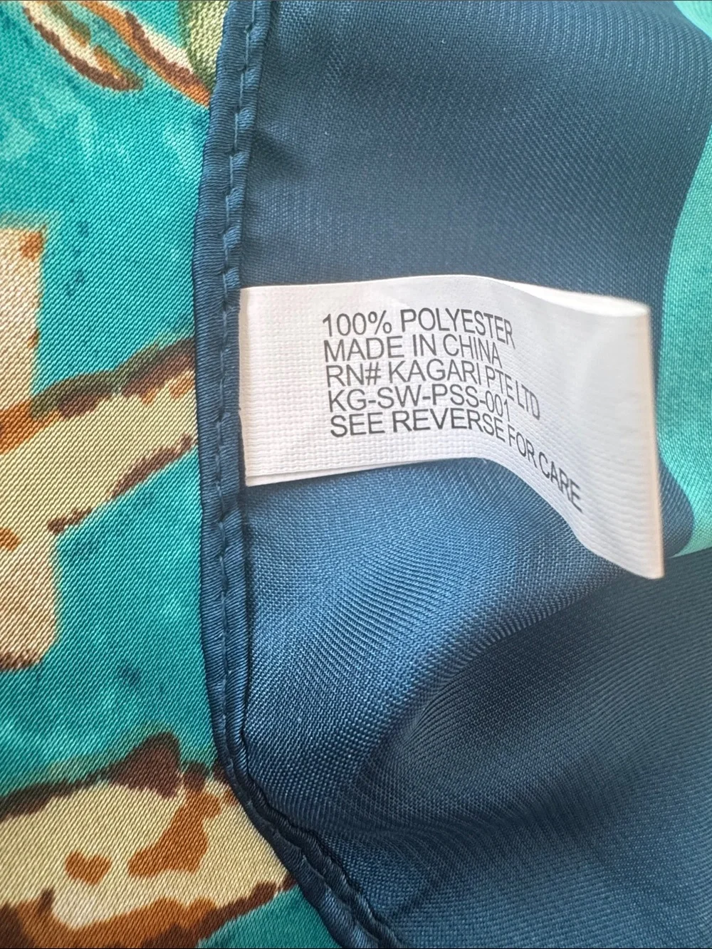 Teal Floral Silk Scarf - Women Bags Accessory